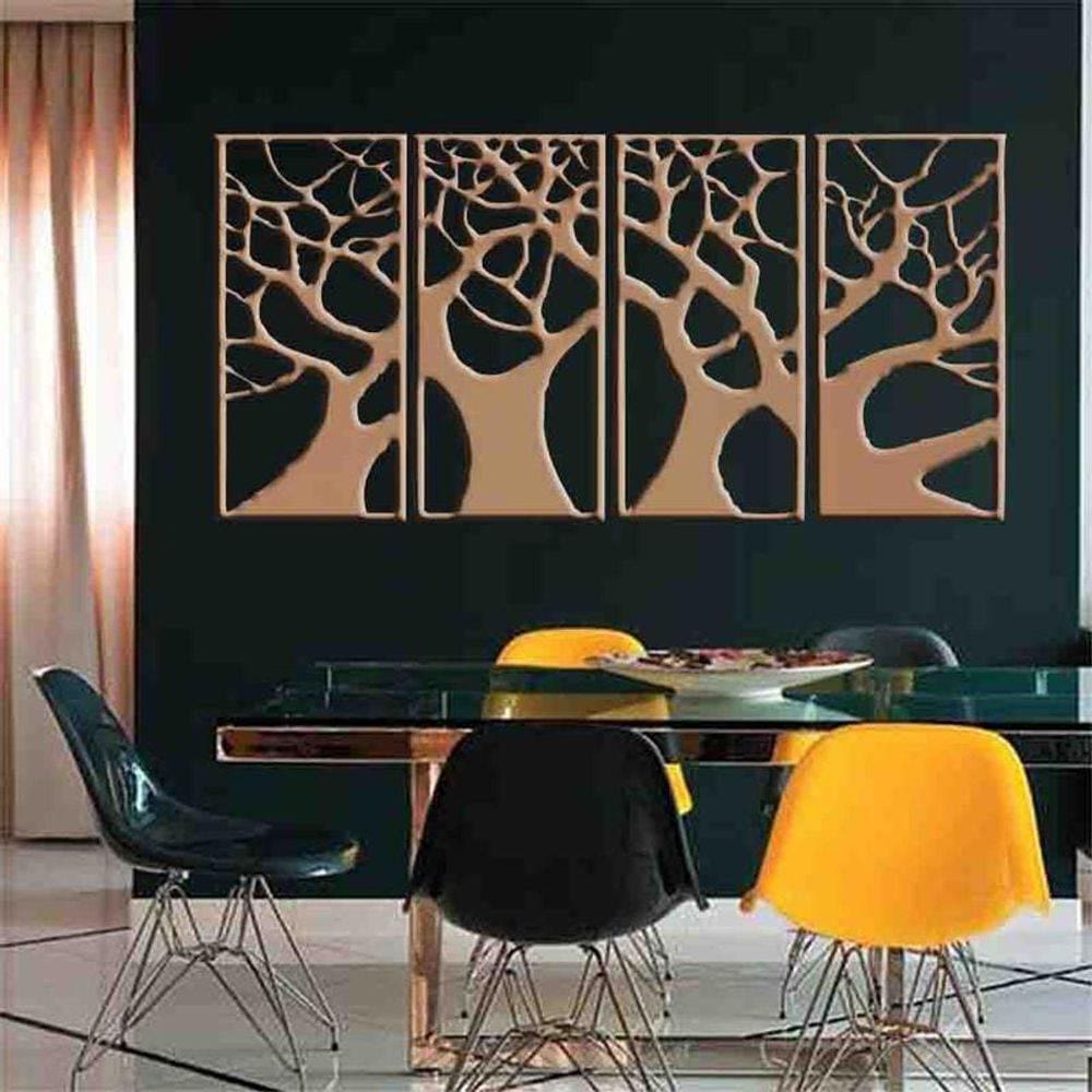 Quadro Decorativo Árvore Galhos 3Mm Vazado - Md/Cru