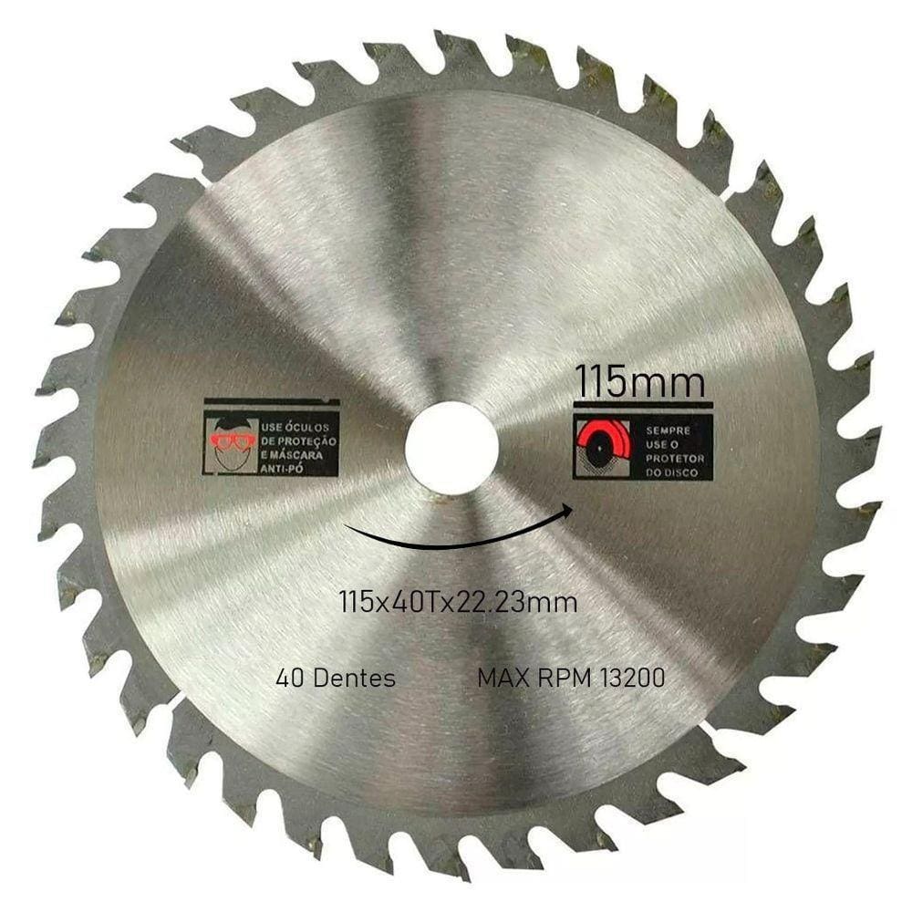 Kit 6 Discos De Serra Circular Com 40 Dentes 4-1/2" 115mm Para Madeira