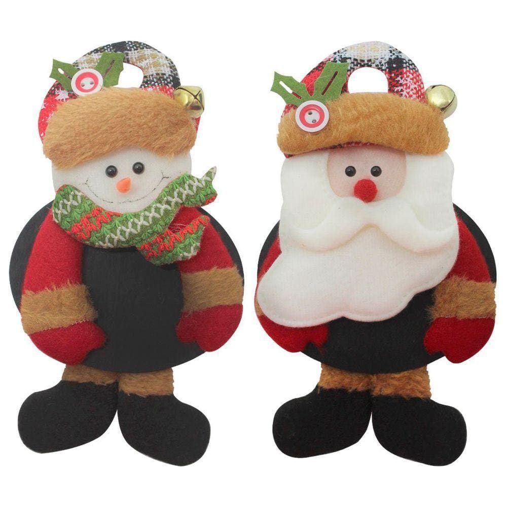 Kit 8 Enfeites De Natal Boneco De Neve E Papai Noel Com Lousa 18cm