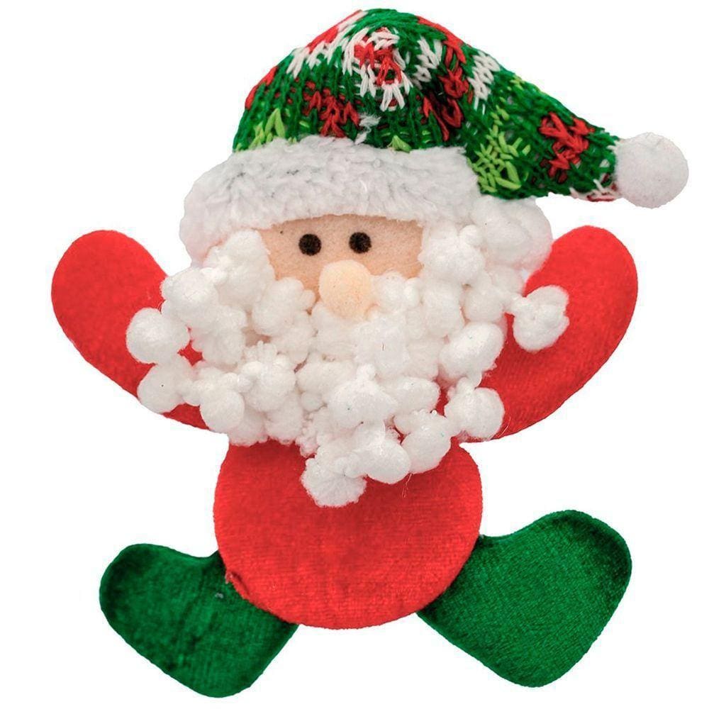 Kit 6 Enfeites árvore Natal Pendente Papai Noel Xadrez 16cm