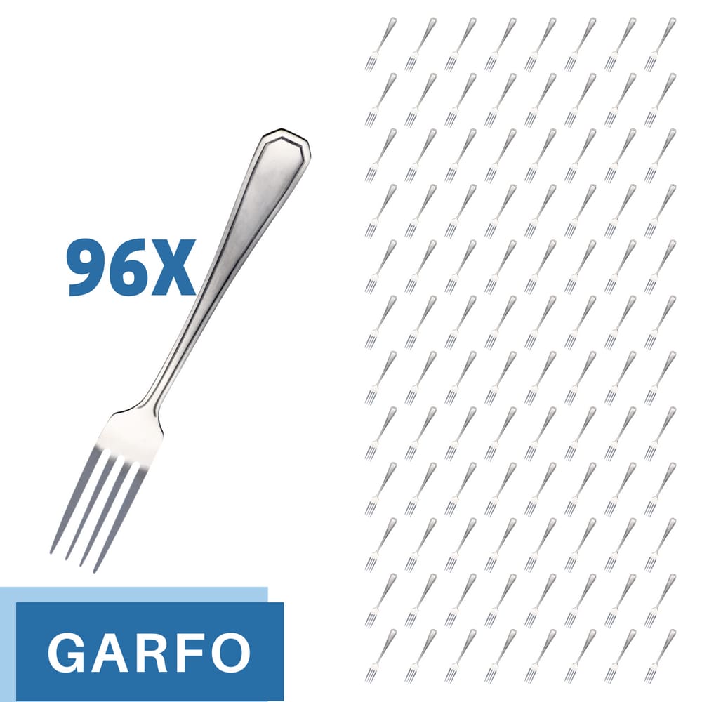Jogo Restaurante Garfo Inox Reforçado 96 Pçs Casa / Bar