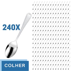 Jogo Restaurante Colher Inox Reforçada 240 Pçs Casa / Bar