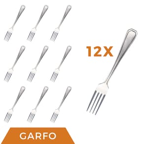 Jogo Restaurante 12 Pçs Garfo Inox Reforçada Casa / Bar