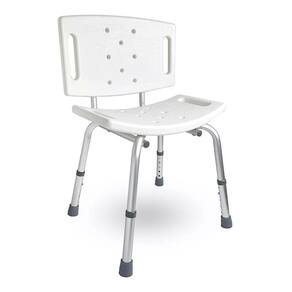 Banco/Banqueta para Banho Ajustável em Alumínio com Encosto para 100 kg modelo BBcE - Supermedy