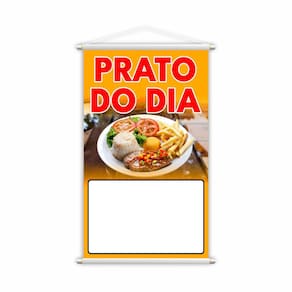 Banner Prato do Dia Restaurante Preço Fundo Branco 80x50cm