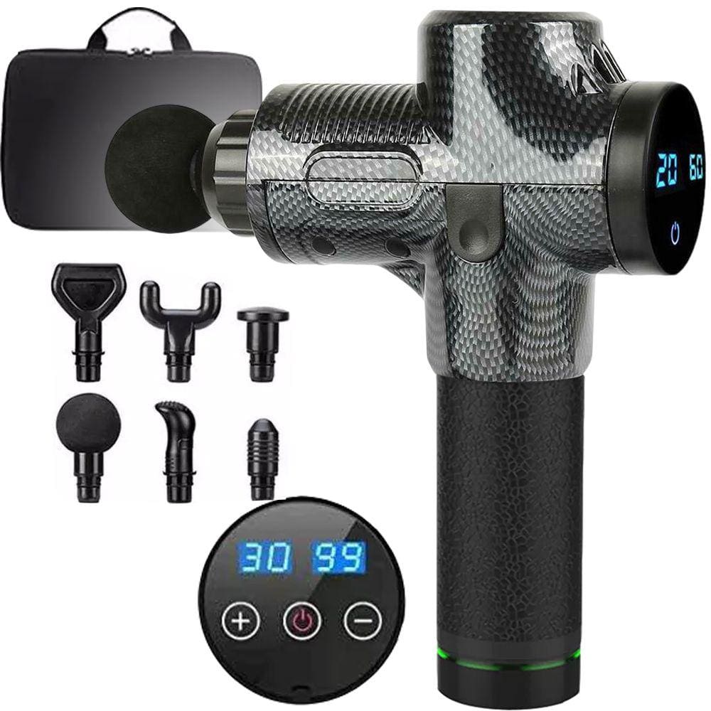 Massageador Elétrico Bivolt Modelo Profissional Fisioterapêutico Muscular Corporal Liberação Miofascial + 6 Ponteiras de Massagem