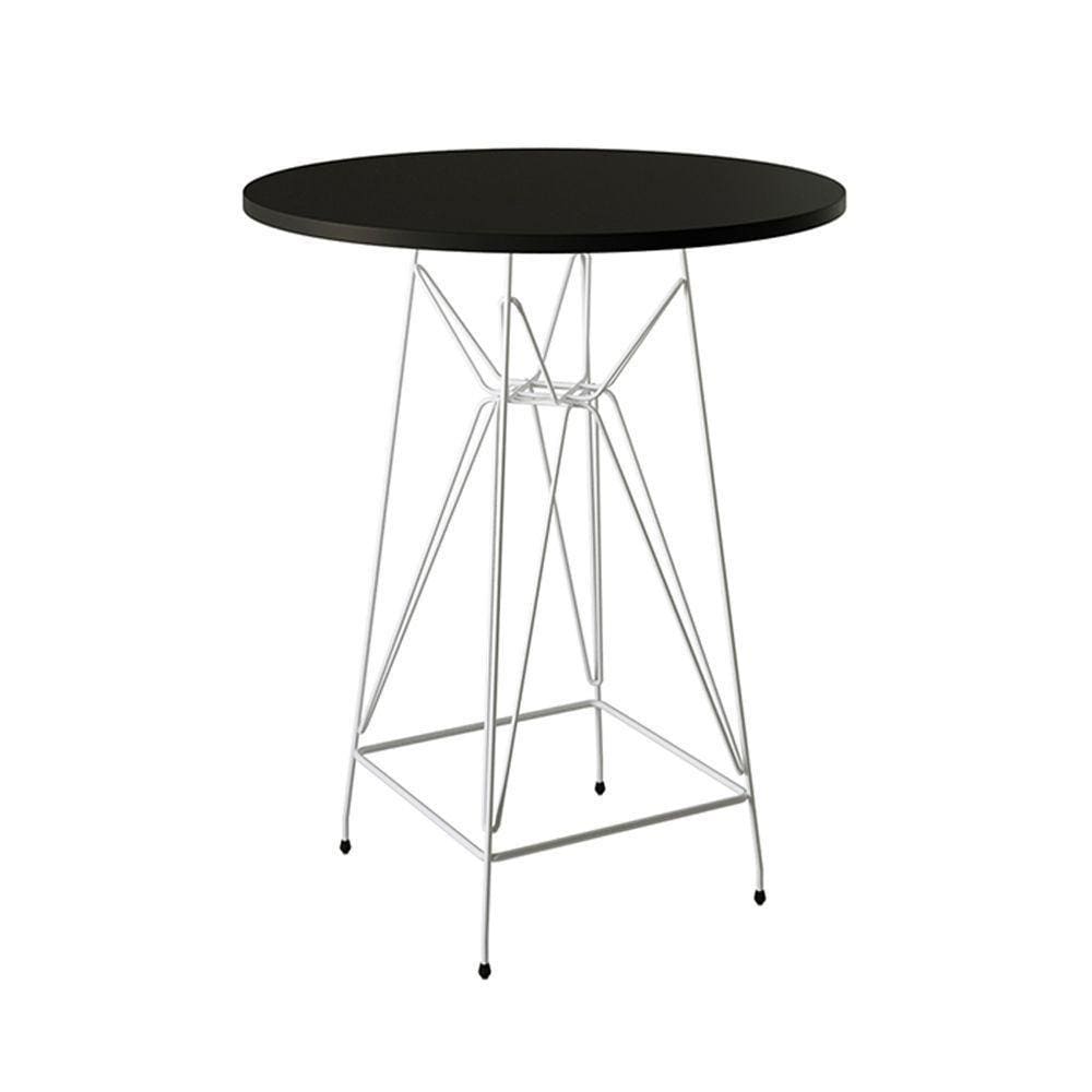 Mesa Bistrô Alta 60Cm Preta Base Ferro Branco Cor: Preto