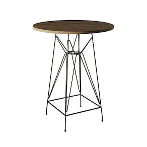 Mesa Bistrô Alta 60Cm Amêndoa Base Ferro Preto Cor: Amendoa