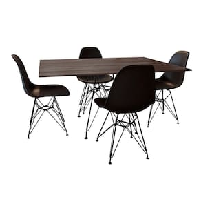 Conjunto De Mesa De Ferro Preto Tampo Amêndoa 120X75 4 Cadeiras Ferro Preta Assento Pre