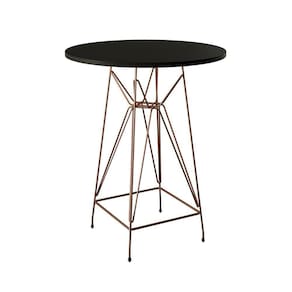Mesa Bistrô Alta 60Cm Preta Base Ferro Cobre Cor: Preto