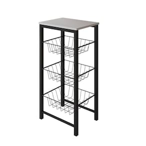 Fruteira De Chão Cozinha Montada Aço Preto Tampo Branco Roma Cor: Preto