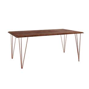 Mesa De Jantar Industrial Clips De Ferro Cobre Tampo Retangular Amêndoa 135X75 Cor: Cobre