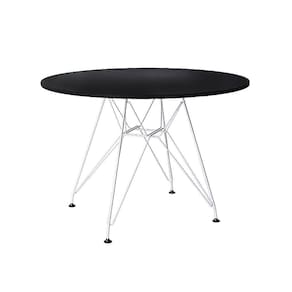 Mesa De Jantar Eames Redonda Preta 110Cm Com Ferro Branco Up Home Cor: Preto