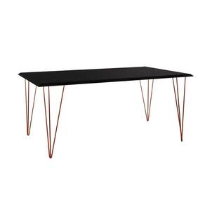 Mesa De Jantar Industrial Clips De Ferro Cobre Tampo Retangular Preto 135X75 Cor: Preto