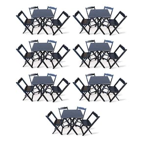 Kit 7 Conjunto Com Jogo De Mesa 70x70 Com 4 Cadeiras Dobráveis Preto Cor: Preto