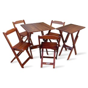 Jogo De Mesa Dobrável 70x70 Com 4 Cadeiras E Mesa Aparador Imbuia