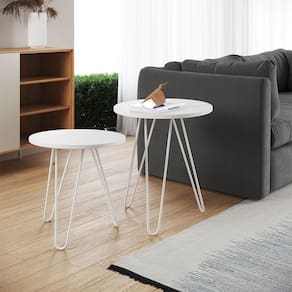 Mesa De Canto Duo Lisboa Ferro Branco Tampo Branco Cor: Branco