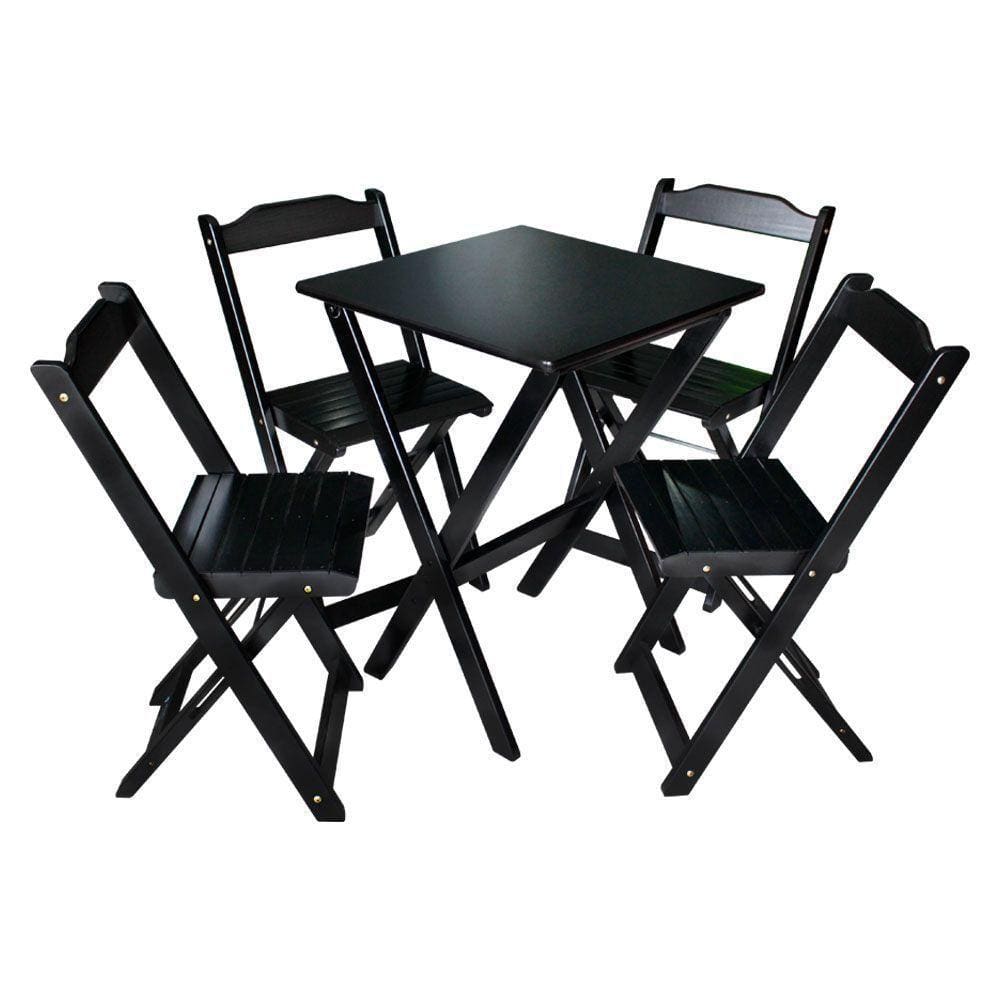 Jogo De Mesa 60x60 Com 4 Cadeiras Decor Preto Cor: Preto