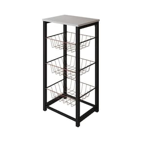 Fruteira De Chão Cozinha Desmontada Aço Preto Cesto Cobre Tampo Branco Madri Cor: Preto