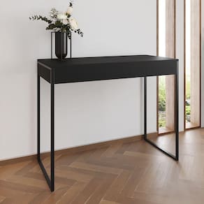 Aparador Industrial Retangular Califórnia Preto 137X40Cm Base Ferro Preto Cor: Preto