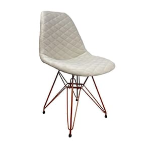 Cadeira Jantar Estofada Nude Eiffel Base Cobre Cor: Nude