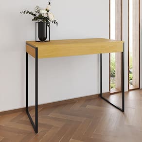 Aparador Industrial Retangular Califórnia Canela 137X40Cm Base Ferro Preto Cor: Canela
