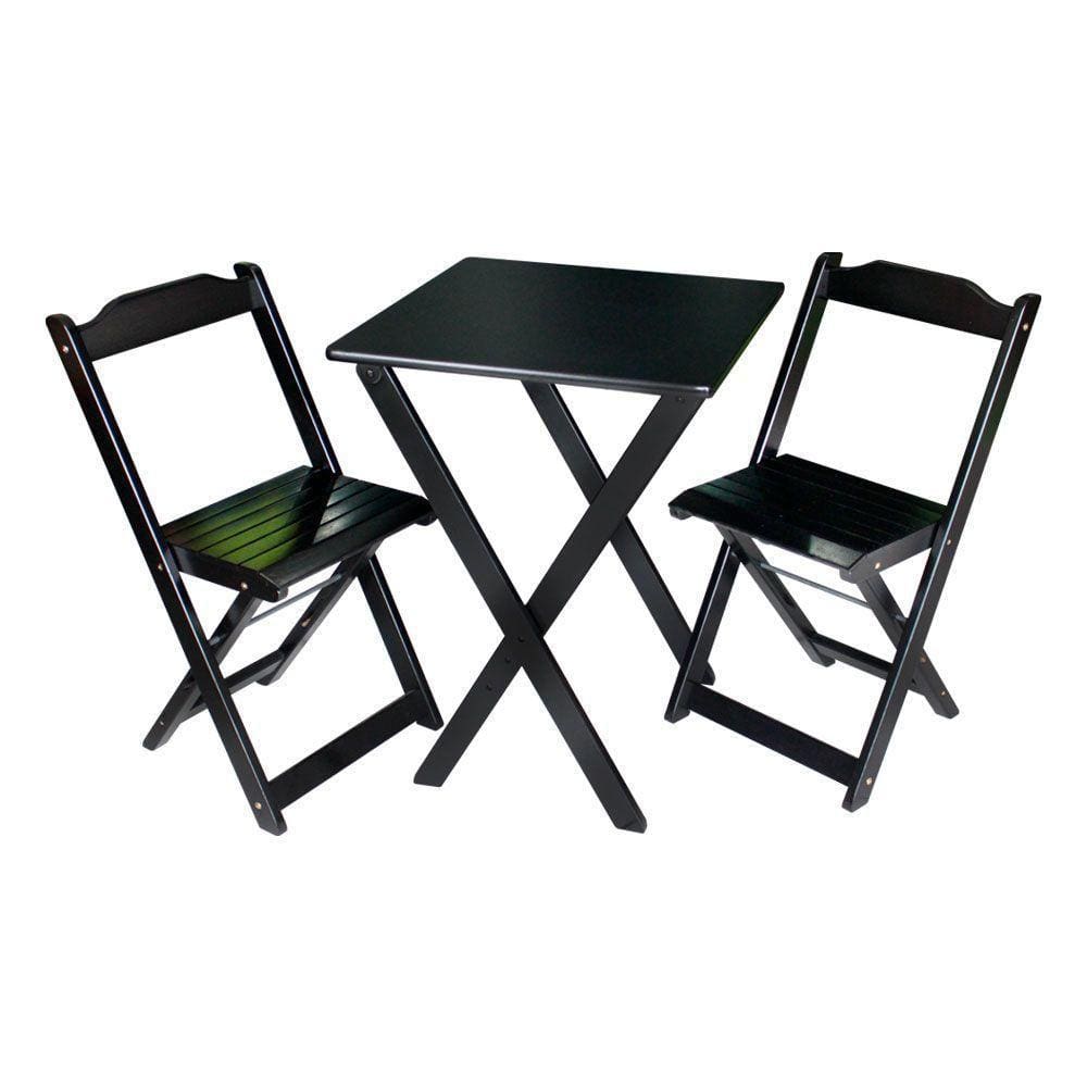 Jogo De Mesa 60x60 Com 2 Cadeiras Decor Preto