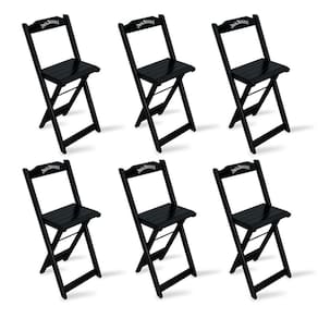 Kit 6 Banquetas Bistrô De Madeira Dobravel Jack Daniel`s Preta Cor: Preto
