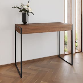 Aparador Industrial Retangular Califórnia Amêndoa 137X40Cm Base Ferro Preto Cor: Amendoa