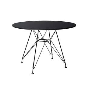 Mesa Eiffel Redonda 90Cm Tampo De Madeira Preto Com Base De Ferro Preto - Cor: Preto