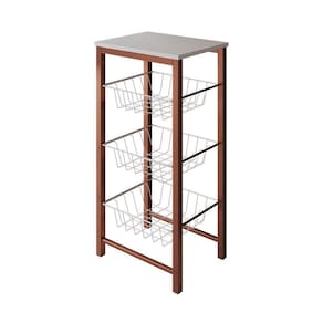 Fruteira De Chão Cozinha Montada Aço Cobre Cesto Branco Tampo Branco Roma Cor: Branco