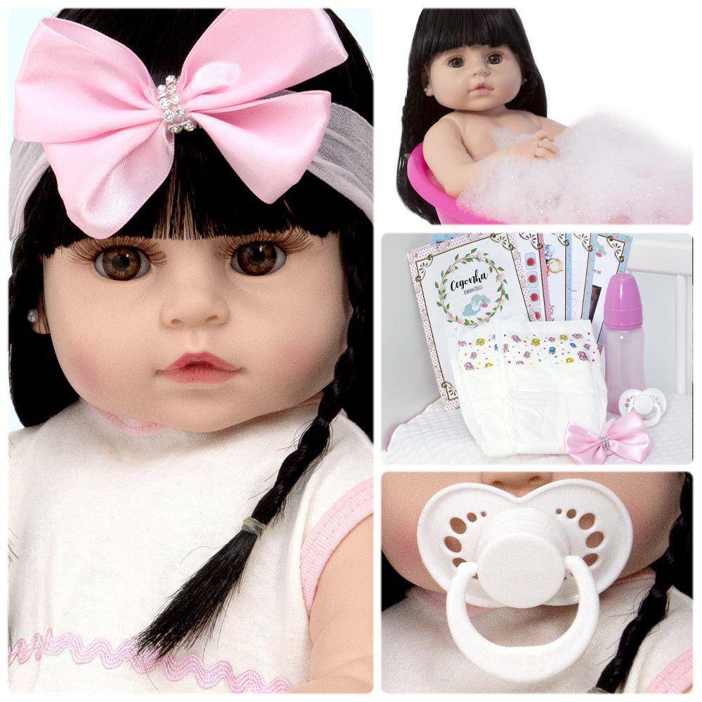 Boneca Bebê Reborn Grande Morena 52cm Silicone + Enxoval - Cegonha Reborn  Dolls - Bonecas - Magazine Luiza