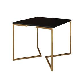 Mesa De Jantar Industrial Redonda Preta 110Cm Base V Dourada Cor: Preto