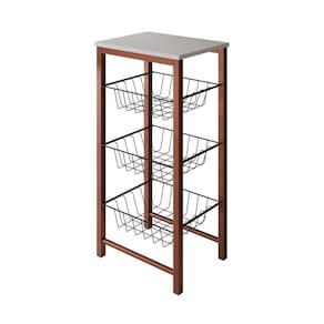 Fruteira De Chão Cozinha Montada Aço Cobre Cesto Preto Tampo Branco Roma Cor: Branco