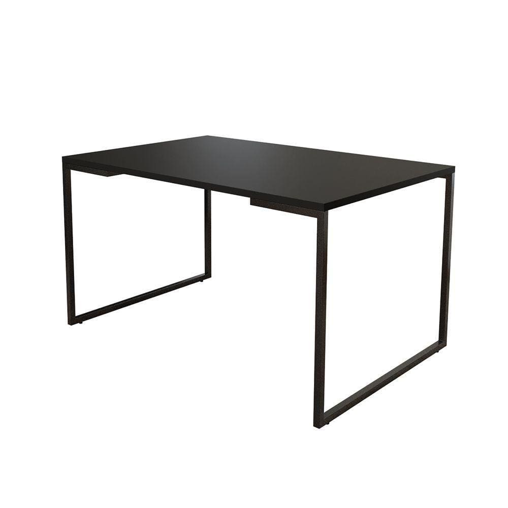 Mesa De Jantar Industrial Base Ferro Preto Tampo 137X90 Preto Cor: Preto