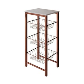 Fruteira De Chão Cozinha Montada Aço Cobre Tampo Branco Roma Cor: Branco
