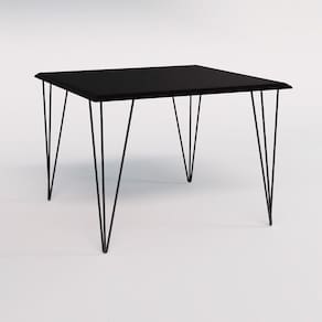 Mesa Clips De Ferro Preto Tampo Quadrado Preto 90X90 Cor: Preto