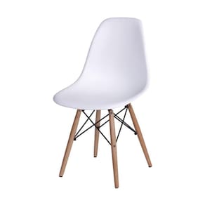 Cadeira Dkr Design Base Madeira Assento Branco