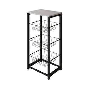 Fruteira De Chão Cozinha Desmontada Aço Preto Tampo Branco Madri Cor: Preto