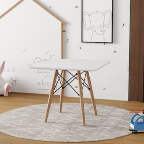 Mesa Infantil Madeira Tampo 68Cm Quadrado Branco