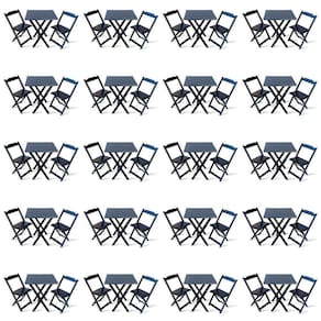 Kit De 20 Conjuntos De Mesa Dobrável 60x60 Com 2 Cadeiras Preto Cor: Preto