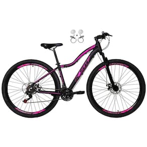 Bicicleta Feminina Aro 29 Ksw Mwza 24v Freios Hidráulicos Garfo Suspensão Mtb - Preto/Rosa