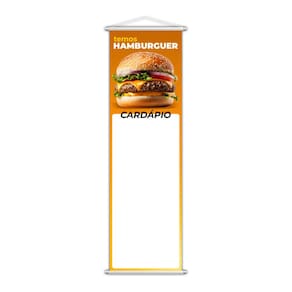 Banner Temos Hambúrguer Cardápio Fundo Branco 100x30cm