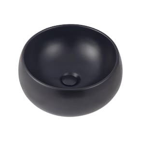 Cuba De Apoio Para Banheiro Redonda Louça Cerâmica 41 cm Morganita Pingoo.casa - Preto Fosco