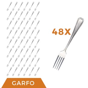 Jogo Restaurante 48 Pçs Garfo Inox Reforçada Casa / Bar