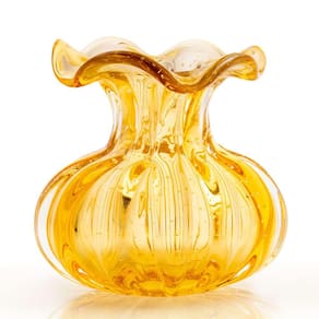 Vaso Trouxinha Em Cristal Murano Âmbar São Marcos