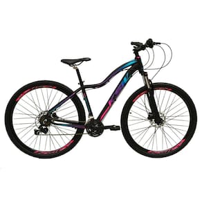 Bicicleta Feminina Aro 29 Ksw Mwza 27v Freio Hidráulico K7 Garfo com Trava - Preto/Pink/Azul