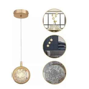 Pendente Moderno Urano Dourado Cristal Cabeceira Sala Quarto Luminária
