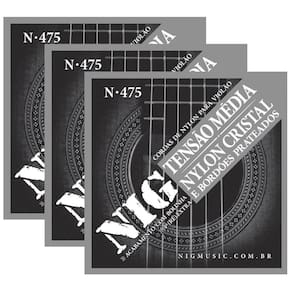 Kit 3 Encordoamentos Violão Nylon Nig Tensão Media N475