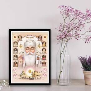 Quadro Guru Nanak Dev Ji 45X34Cm - Com Vidro